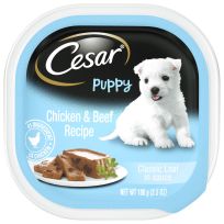 Cesar Soft Wet Dog Food Classic Loaf in sauce Chicken & Beef Recipe for Puppies, 10184476, 3.5 OZ Pouch