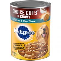 Pedigree CHOICE CUTS in Gravy Adult Canned Soft Wet Dog Food Chicken & Rice Flavor, 10197186, 13.2 OZ Can
