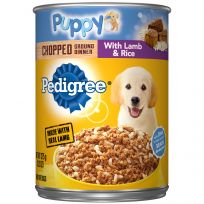 Pedigree Chopped Ground Dinner Puppy Canned Soft Wet Dog Food with Lamb & Rice, 10197383, 13.2 OZ Can