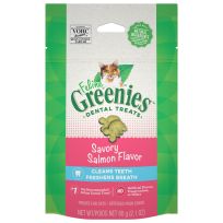 Greenies Adult Natural Dental Care Cat Treats, Savory Salmon Flavor, 10205305, 2.1 OZ Pouch