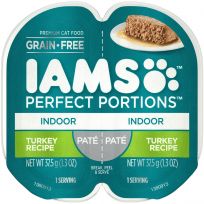 IAMS Indoor Adult Grain Free Wet Cat Food Paté, Turkey Recipe, 10218570, 1.3 OZ Pouch
