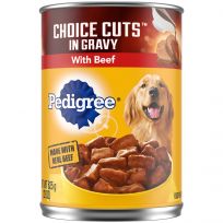 Pedigree CHOICE CUTS in Gravy Adult Canned Wet Dog Food with Beef, K0153000, 22 OZ Can