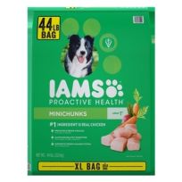 IAMS Adult Minichunks Small Kibble High Protein Dry Dog Food with Real Chicken, 10200689, 44 LB Bag