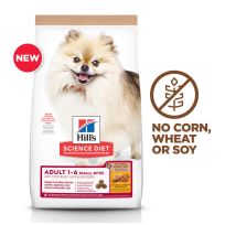 Hill's Science Diet Adult 1-6 Small Bites No Corn, Wheat or Soy Dry Dog Food, Chicken, 604935, 15 LB Bag