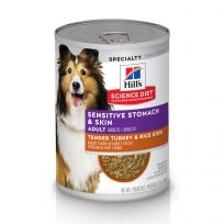 Hill's Science Diet Adult Sensitive Stomach & Skin Canned Dog Food, Tender Turkey & Rice Stew, 603957, 12.5 OZ Can