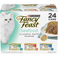 PURINA Fancy Feast Seafood Classic Pate Collection Cat Food, 24-Pack, 3 OZ Can