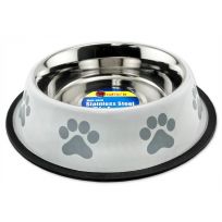 Ruffin' It Stainless Steel Bowl White/Paws, 7N19233