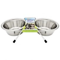 Ruffin' It Stainless Steel Double Diner Dog Bowl, 7N19416