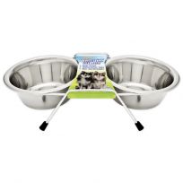 Ruffin' It Stainless Steel Double Diner Dog Bowl, 7N19416, 11.8 OZ