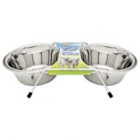Ruffin' It Stainless Steel Double Diner Dog Bowl, 7N19432, 24.5 OZ