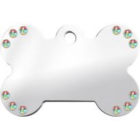 Quick-Tag Chrome with Aurora Crystals Large Bone Tag, 138019