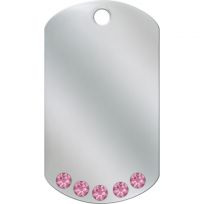 Quick-Tag Chrome with Pink Crystals Large Military ID Tag, 138023