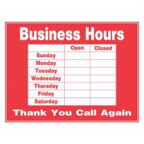 Hillman Business Hours Sign, 840024, 15 IN x 19 IN