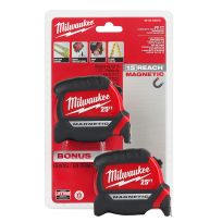 Milwaukee Tool 25 FT Compact Wide Blade Magnetic Tape Measure 2-Pack, 48-22-0325G