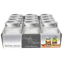 Country Classics Wide Mouth Glass Canning Jar, 1 Quart (32 OZ), 12-Pack, CCCJWM-132-12PK
