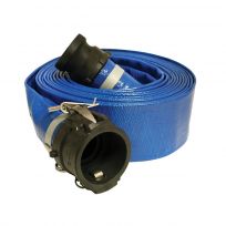 Apache Blue Standard Duty PVC Layflat Discharge Hose Assembly Polypropylene Cam Lock, 2 IN x 50 FT, 98138049
