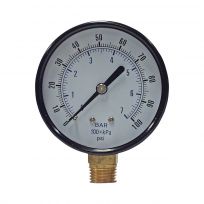 Apache 100 PSI Dry Pressure Gauge with 1/4 IN Male Pipe Thread Lower Mount, 2-1/2 IN, 99019268