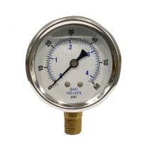 Apache 60 PSI Glycerine Filled Pressure Gauge with 1/4 IN Male Pipe Thread Lower Mount, 2-1/2 IN, 99019281
