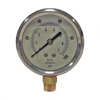 Apache 100 PSI Glycerine Filled Pressure Gauge with 1/4 IN Male Pipe Thread Lower Mount, 2-1/2 IN, 99019282
