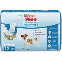 Four Paws Wee Wee Disposable Male Dog Wraps, 12-Pack, 100539669, X-Small - Small