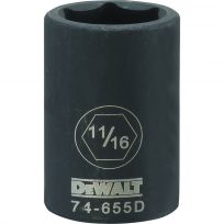 DEWALT 6-Point 1/2 Drive Standard Impact Socket, DWMT74655OSP, 11/16 IN
