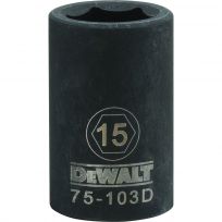 DEWALT 6-Point 1/2 IN Drive Impact Socket, DWMT75103OSP, 15 mm