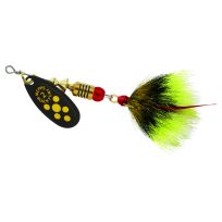 Mepps Black Fury - Dressed Treble Yellow Dot Blade with Gray/Yellow Tail #2 (1/6 OZ), BF2T Y