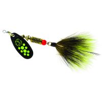 Mepps Black Fury - Dressed Treble Chartreuse Dot Blade with Gray/Chartreuse Tail #3 (1/4 OZ), BF3T CH