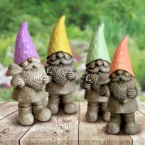 Exhart Solar Woodland Gnome with Flower Pastel Hats, Multi-Color, 54847