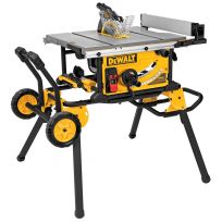 DEWALT Jobsite Table Saw, 10 IN, 32-1/2-In (82.5cm) Rip Capacity, and a Rolling Stand, DWE7491RS