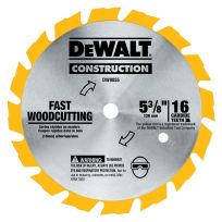 DEWALT Carbide Saw Blade (Fast Woodcutting), 16T, 5-3/8 IN, DW9055