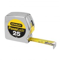 Stanley Chrome Case Powerlock Classic Tape Measure, 33-425, 25 FT