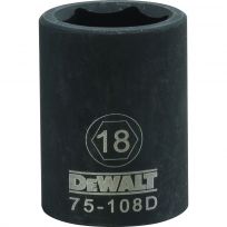 DEWALT 6-Point 1/2 IN Drive Impact Socket, DWMT75108OSP, 18 mm