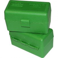 MTM CASE-GARD Ammo Box 50 Round Flip-Top 223 204 Ruger 6x47, Green, RS-50-10