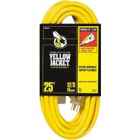 Yellow Jacket Heavy-Duty Premium Contractor Extension Cord with Lighted End, 2883, Yellow, 25 FT