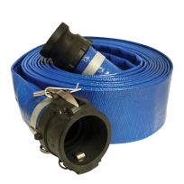 Apache Blue Standard Duty PVC Layflat Discharge Hose Assembly, Polypropylene Cam Lock, 2 IN x 25 FT, 98138044