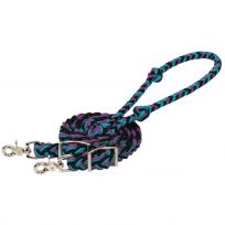 Weaver Leather EcoLuxe Flat Barrel Reins, 35325-12-08-110, Black / Turquoise / Purple, 3/4 IN x 8 FT