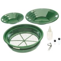 SE Prospector's Choice Gold Panning Kit and 2 Green Pans, 7-Piece, GP5KIT107