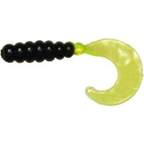 Big Bite Baits Fat Grub Curl, Black / Charteuse, 10-Pack, FG2-04