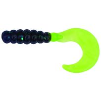 Big Bite Baits Fat Grub Curl, Junebug / Chartreuse, 10-Pack, FG2-37