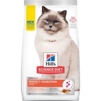 Hill's Science Diet Adult 7+ Perfect Digestion Chicken, Barley & Whole Oats Recipe Dry Cat Food, 605835, 6 LB Bag