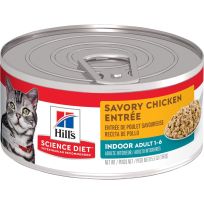 Hill's Science Diet Adult 1-6 Indoor Canned Cat Food, Savory Chicken Entree, 6109, 5.5 OZ Can