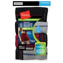 Hanes Men's Tagless Boxer Briefs with COOL DRI, 5-Pack