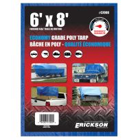 Erickson Economy Grade Poly Tarp, Blue, 57000, 6 FT x 8 FT