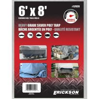 Erickson Heavy-Grade Poly Tarp, Silver, 57020, 6 FT x 8 FT
