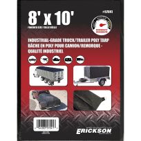 Erickson Industrial-Grade Truck / Trailer Poly Tarp, 57041, Black, 8 FT x 10 FT