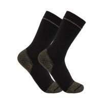 Carhartt Midweight Cotton Blend Steel Toe Boot Sock, 2-Pack, SB5552M, Black, Large