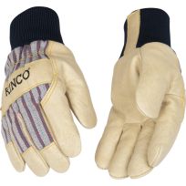 Kinco Kids Lined Grain Leather Palm with Knit Wrist Gloves, 1927KW-KS, Otto Striped, Small