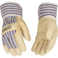 Kinco Kids Grain Leather Palm with Safety Cuff Gloves, 1917-KS, Striped / Otto Striped, Small