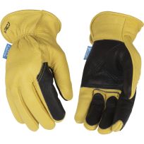Kinco HydroFlector Water-Resistant Premium Grain Buffalo Driver with Double-Palm Gloves, 387P-L, Golden, Large